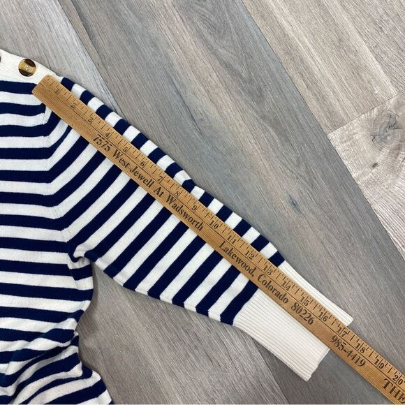 Haley and the Hound Striped Sweater Dress Crew Neck Knit Shift Blue White Medium - Picture 13 of 13